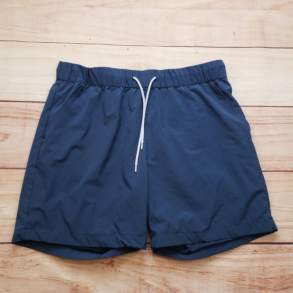 Original Use Swim Trunks Mens M Blue Mesh Lined Built-In Brief Drawstring Adult